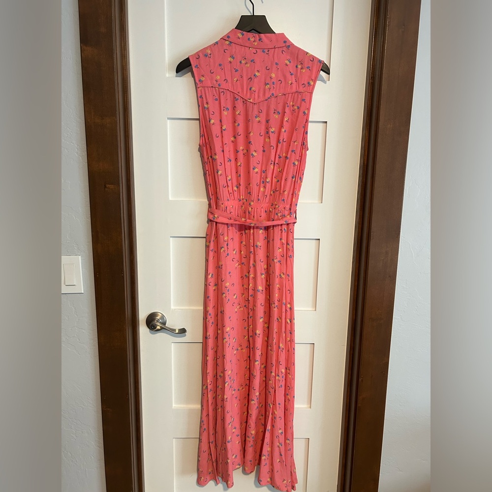 Shyanne Sleeveless Pink Floral Tie Belt Midi Dress Size Medium - Picture 3 of 6